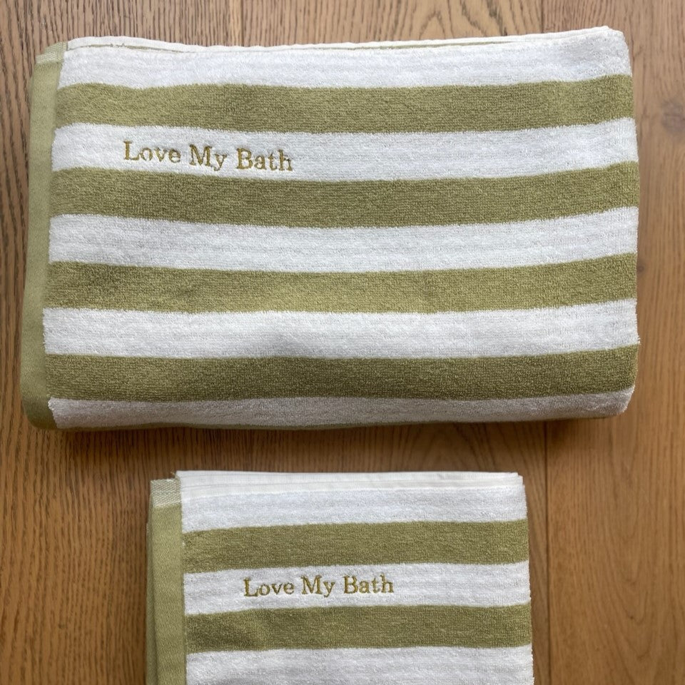 Conjunto Toalla Rayas Oliva